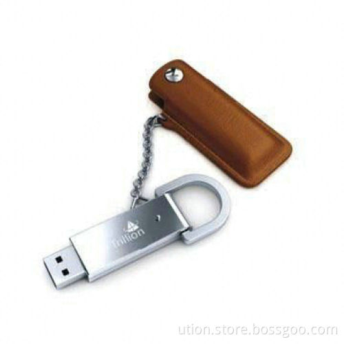 Leather USB Flash Drives with 1 to 32GB Memory Capacity, CE and FCC Certifications, RoHS